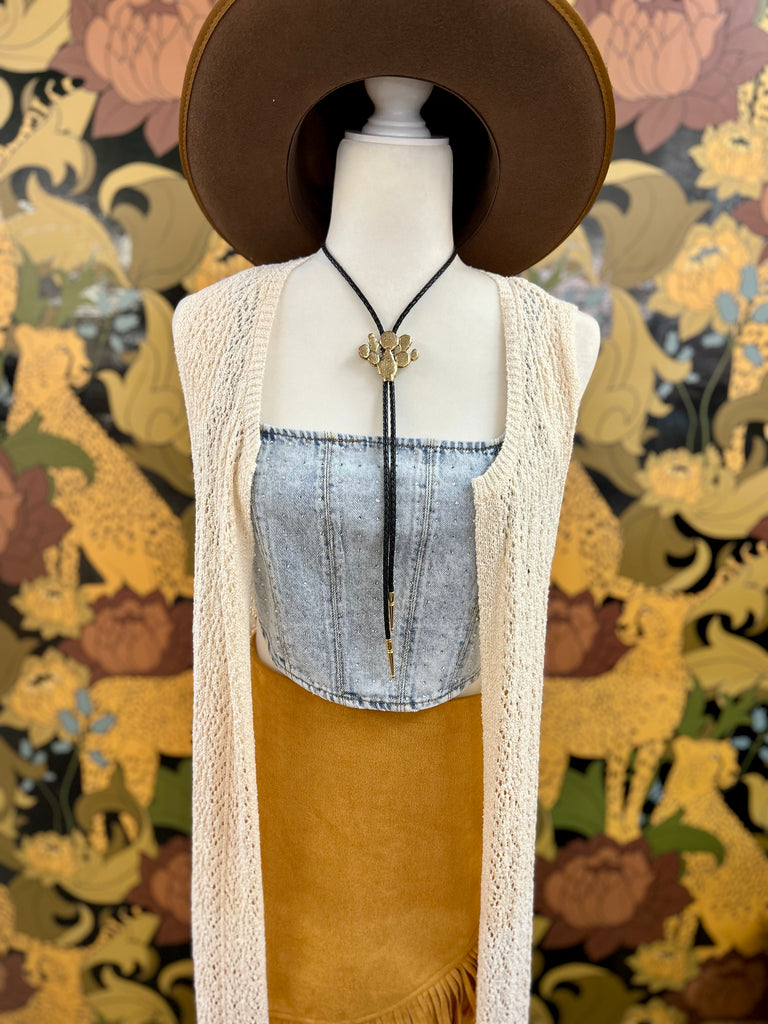 Rhinestone Denim Corset Top
