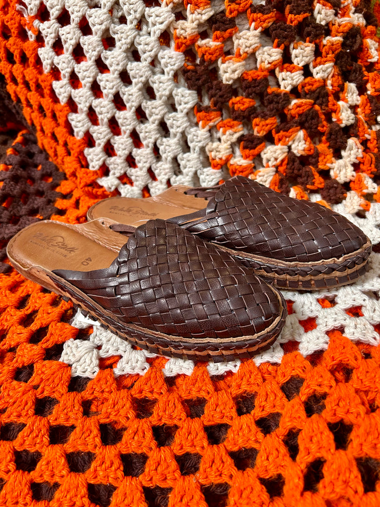 Women's Dark Brown Woven Mules