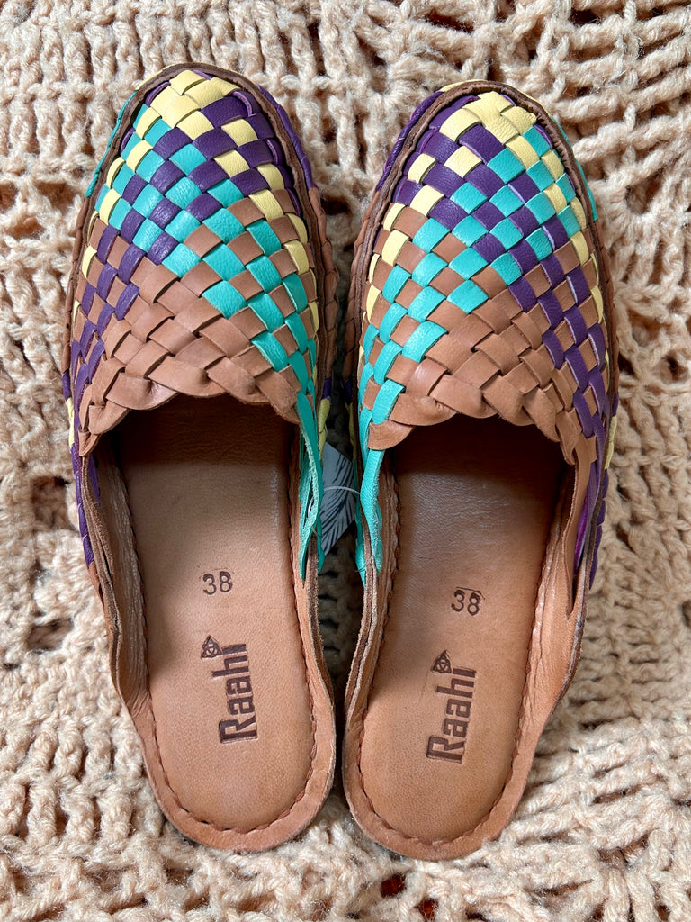 Women's Multicolored Woven Mules