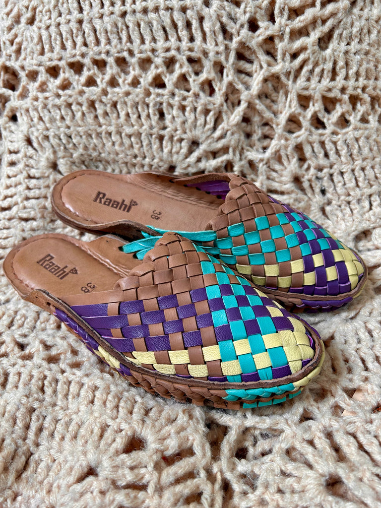 Women's Multicolored Woven Mules