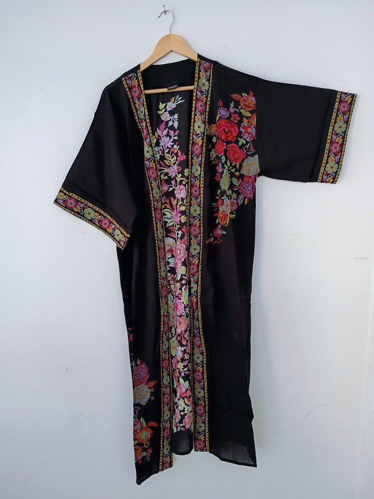Garden Black Floral Kimono