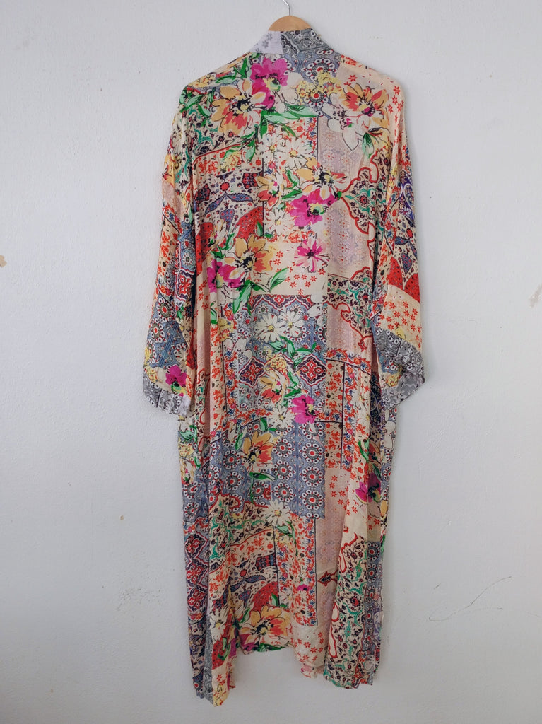 Mixed Floral Long Kimono Duster