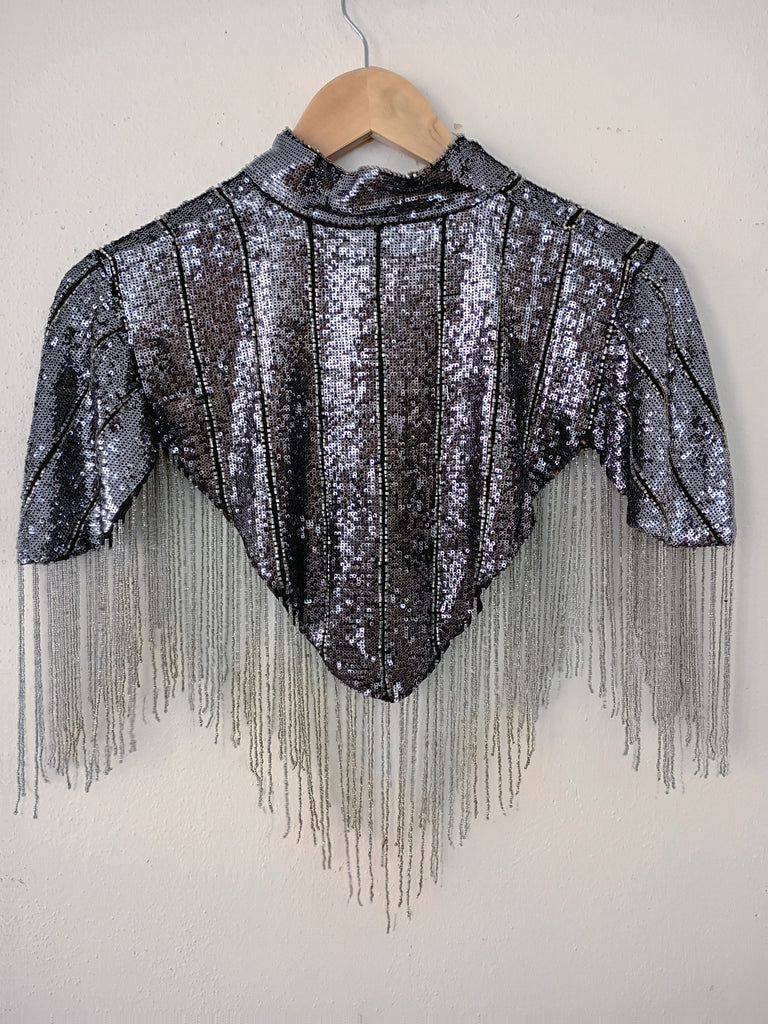 Sequin Fringe Cape