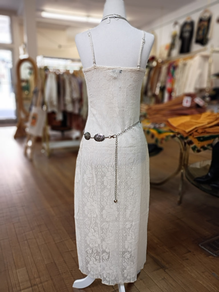 Off White Lace Midi Dress