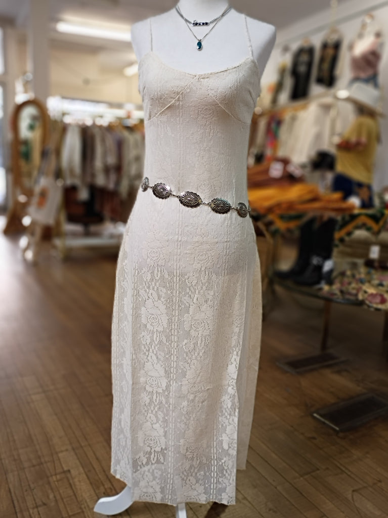 Off White Lace Midi Dress
