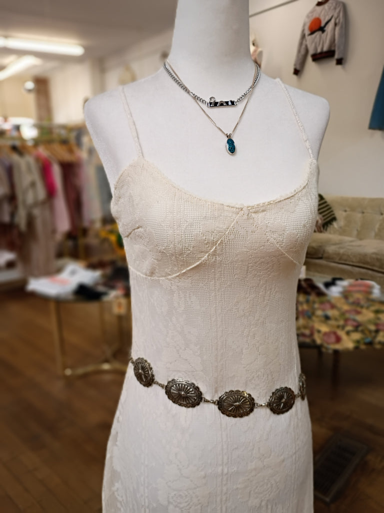 Off White Lace Midi Dress