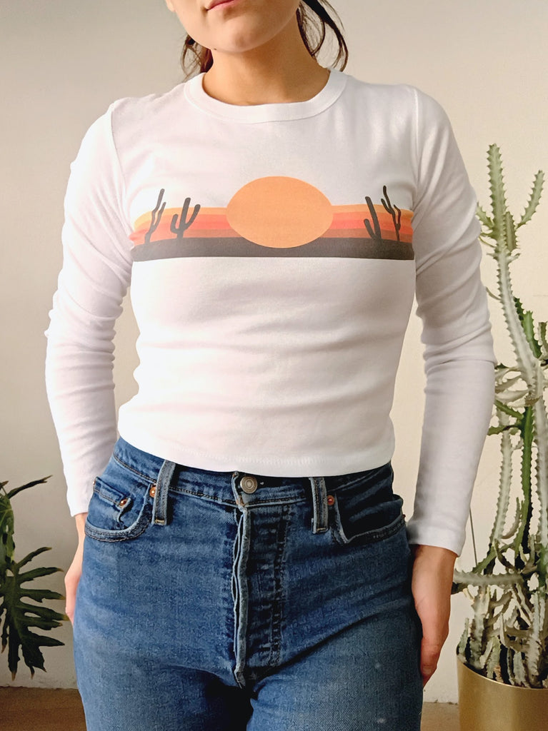 Desert Horizon Center Sun Long Sleeve Crop Top
