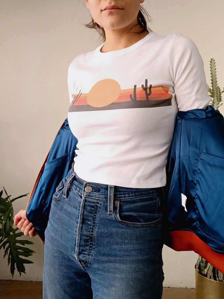 Desert Horizon Center Sun Long Sleeve Crop Top