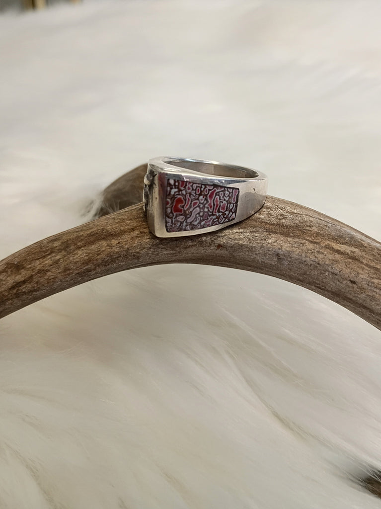 Pink Dino Bone Saguaro Ring