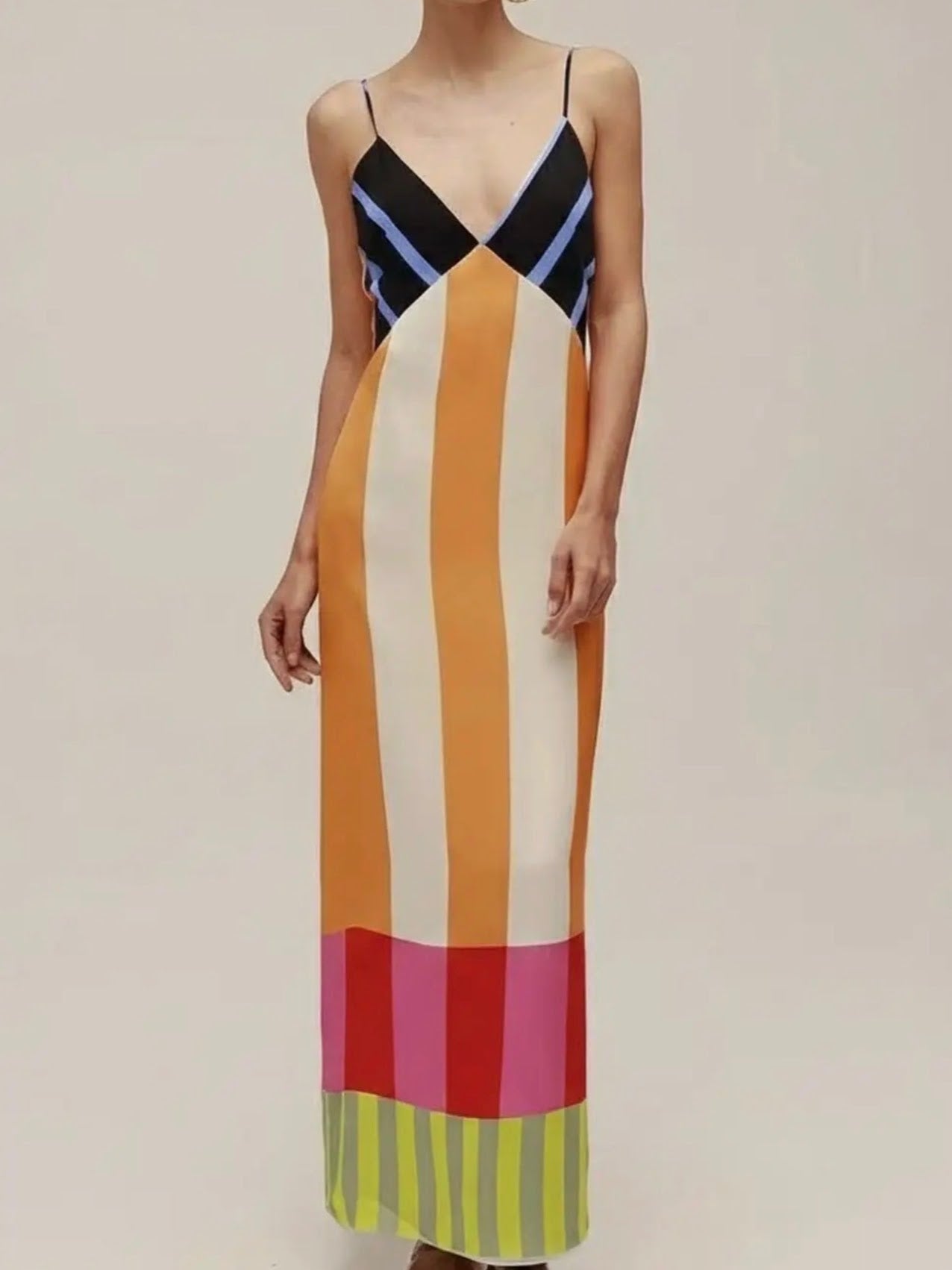 color block dress maxi L Style:S123DW1572 100% Polyester Measurements concept-images Awesome 80's Adult Costume