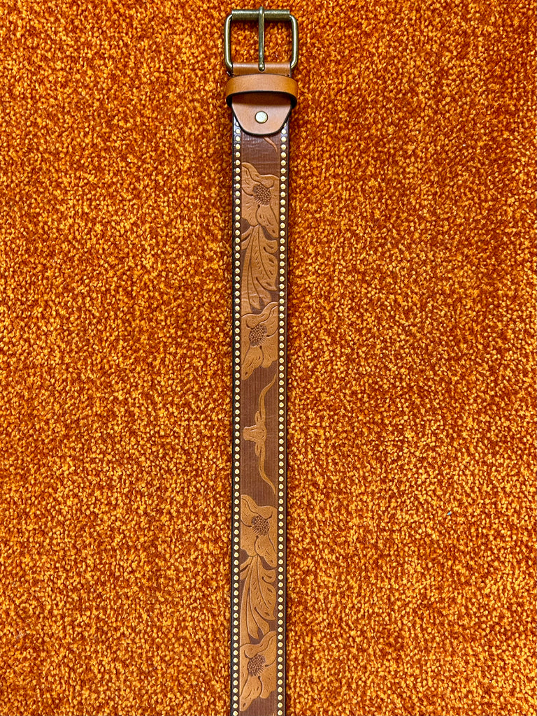 Longhorn Tooled Leather Belt – Classic Rock Couture