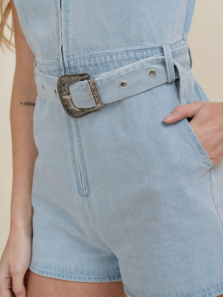 Sleeveless Denim Romper