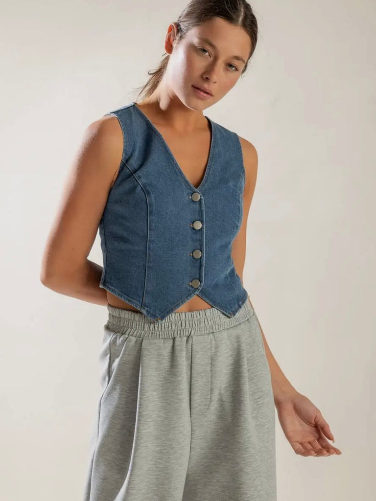 Washed Denim Vest