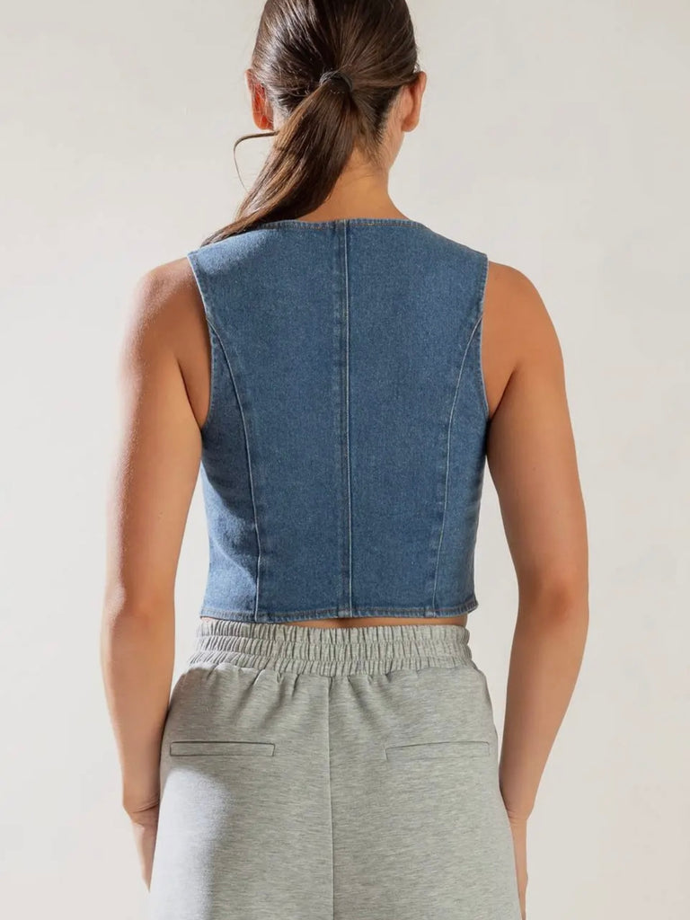Washed Denim Vest