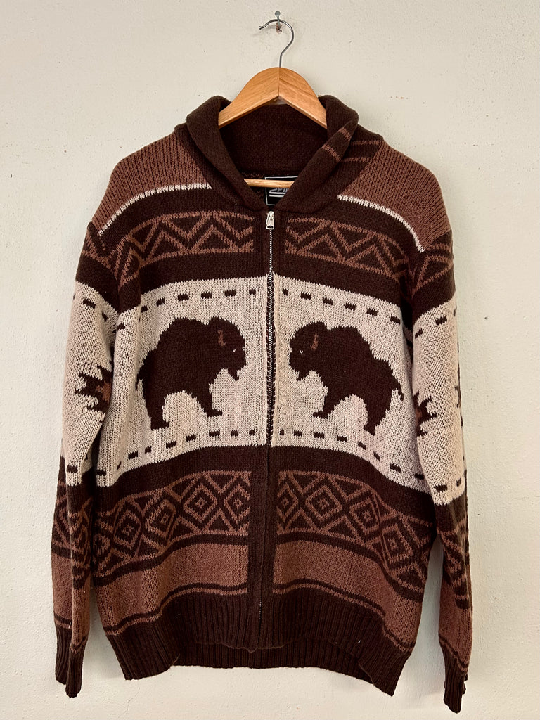 Aztec Buffalo Zip Up Sweater