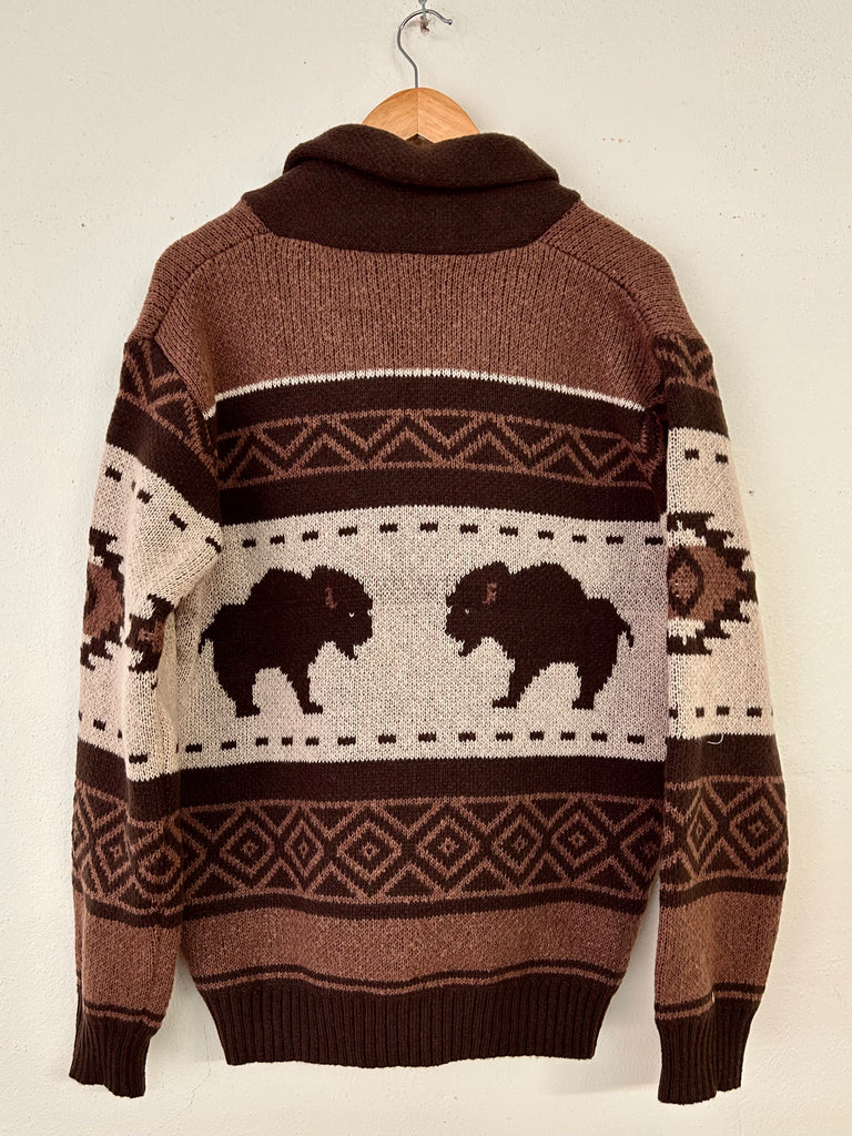 Aztec Buffalo Zip Up Sweater
