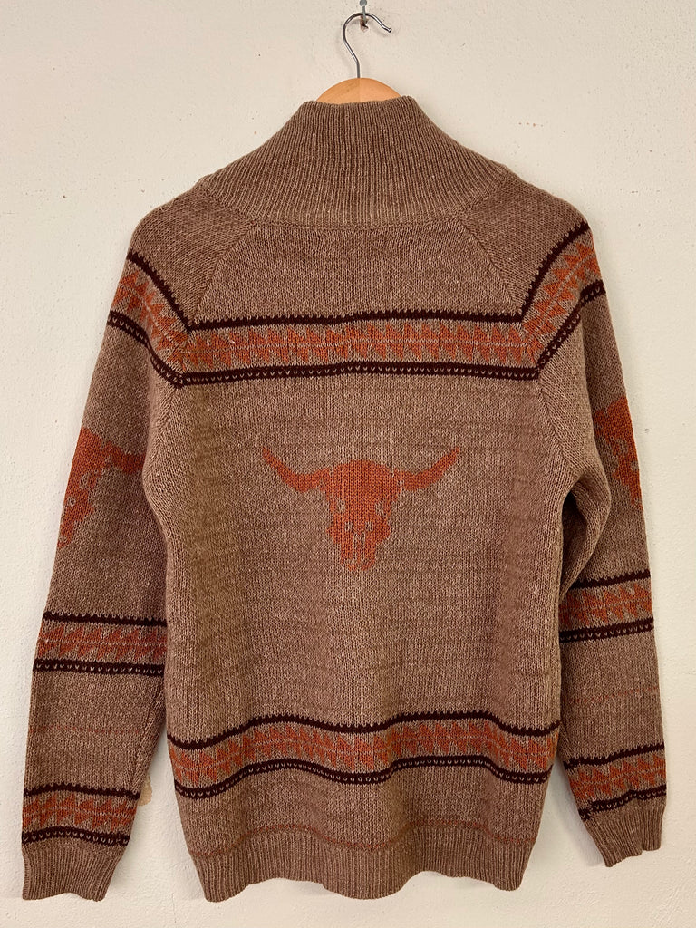 Southwestern Longhorn Zip Up Sweater