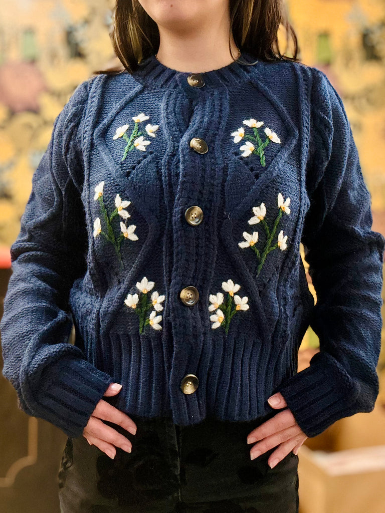 Darling Daisy Cable Knit Sweater