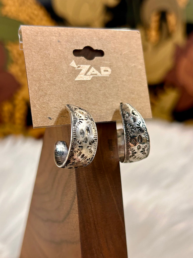 Southwest Silver Textured Hoops