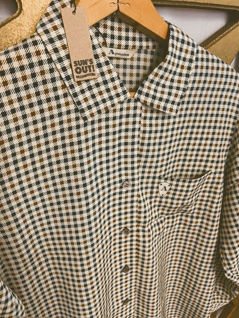 Pre-Loved Hounds Tooth Vintage Long-Sleeve Button Up Blouse