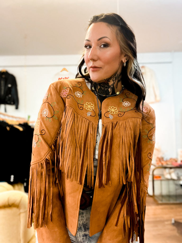 Embroidered Fringe Jacket