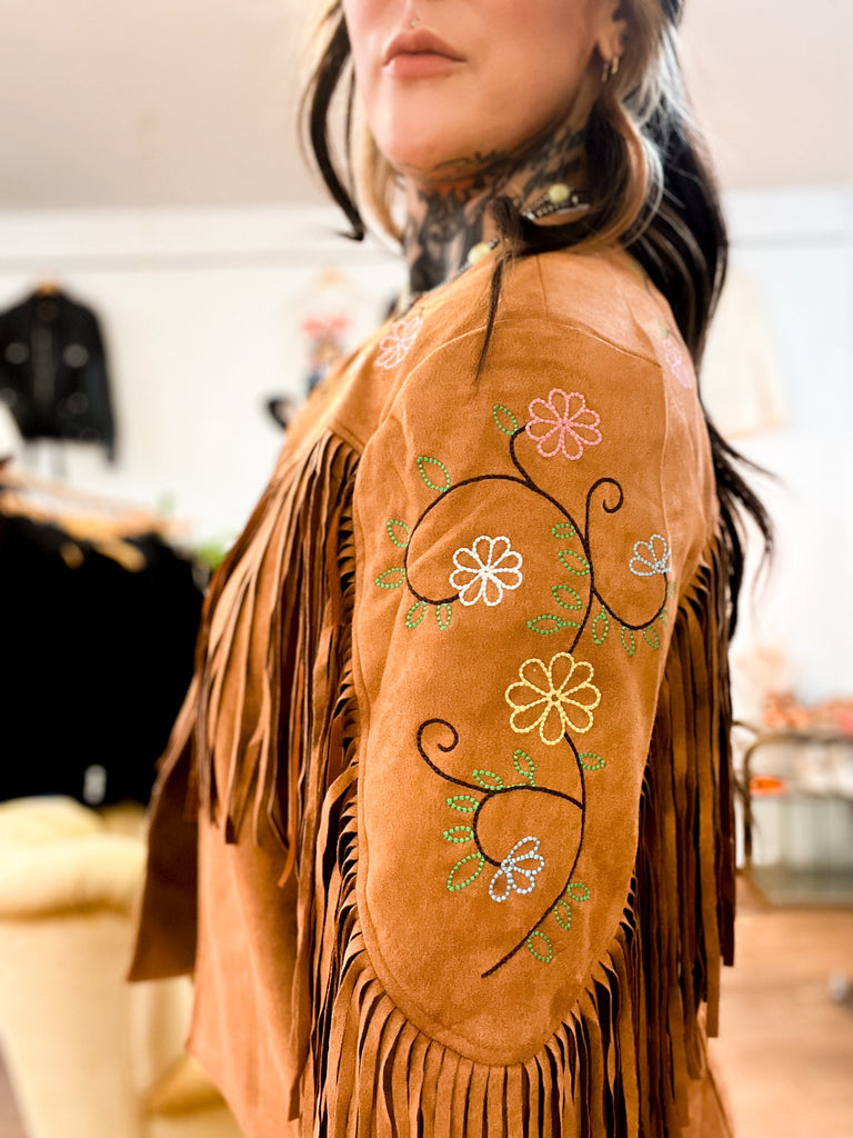 Embroidered Fringe Jacket
