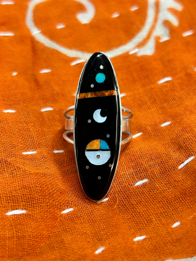 Onyx Turquoise Pearl Galaxy Ring
