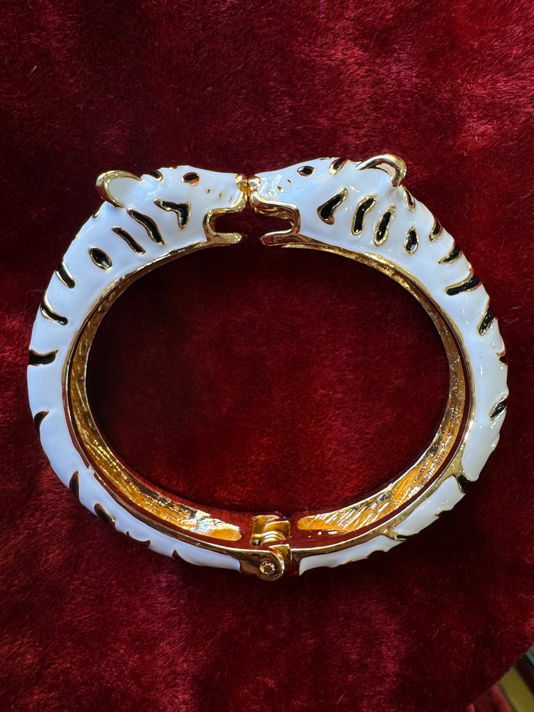 Tigress Enamel Gold Cuff Bracelet