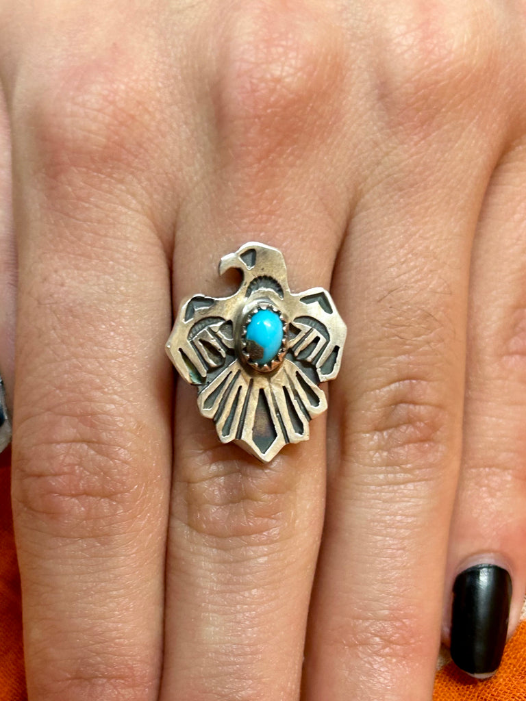 Thunderbird Turquoise Silver Ring