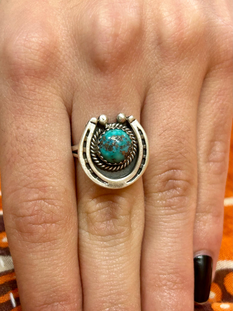 Horseshoe Turquoise Silver Ring