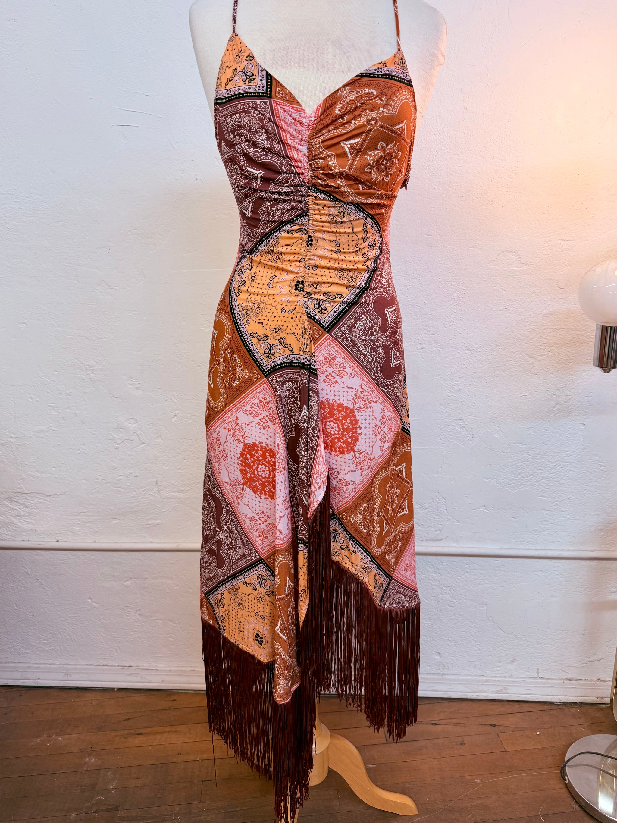 Paisley Patchwork Fringe Maxi Dress – Classic Rock Couture