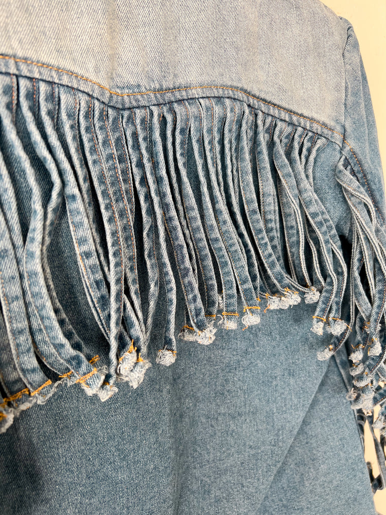 Denim Fringe Blazer