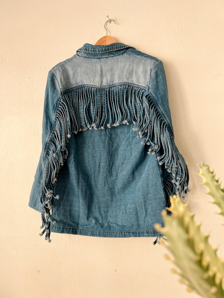 Denim Fringe Blazer