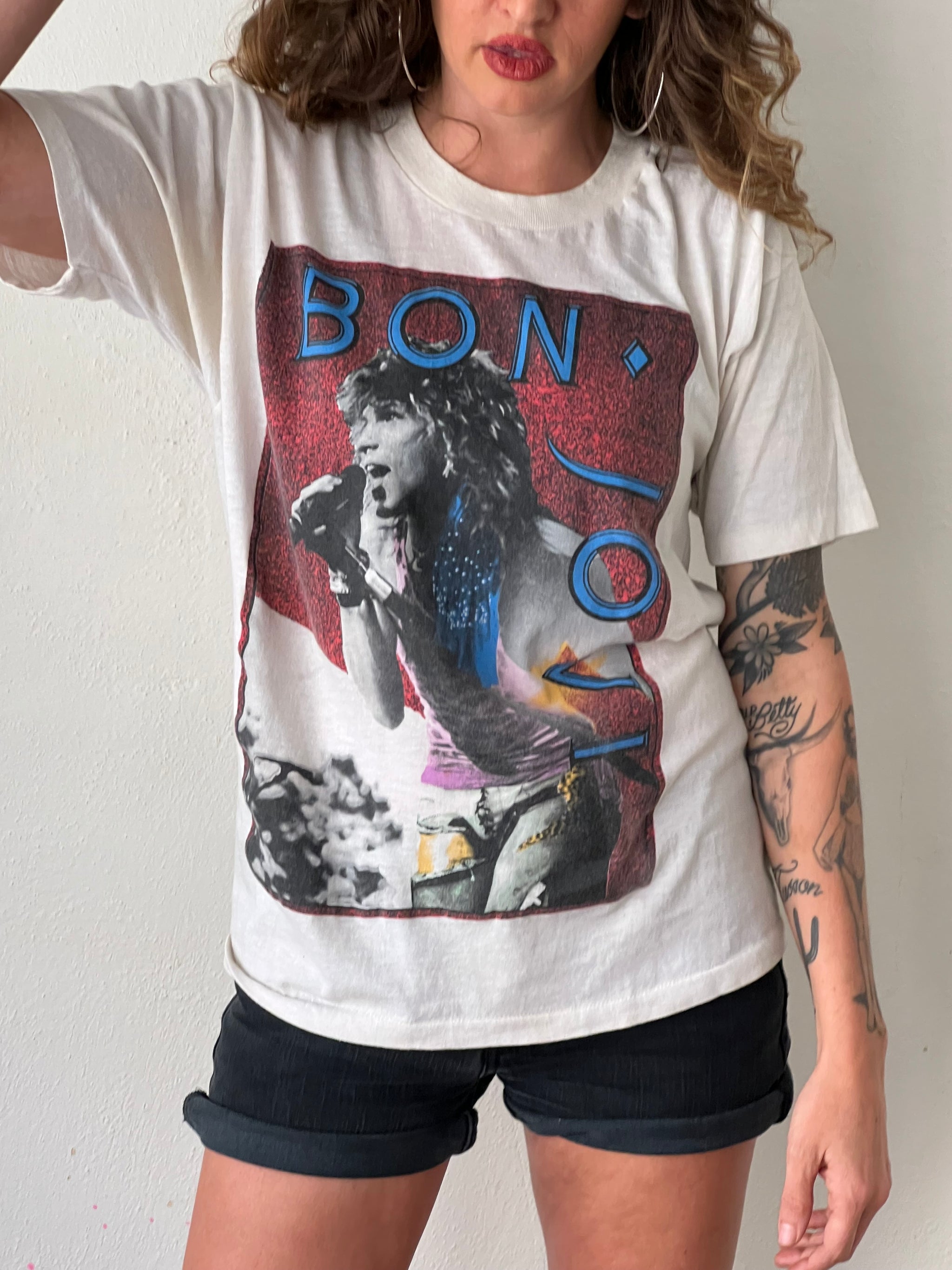 ベッキー　BON JOVI　ヴィンテージロックTシャツ 古着　90年代 ベッキー様専用 BON JOVI ヴィンテージロックTシャツ 古着 90年代