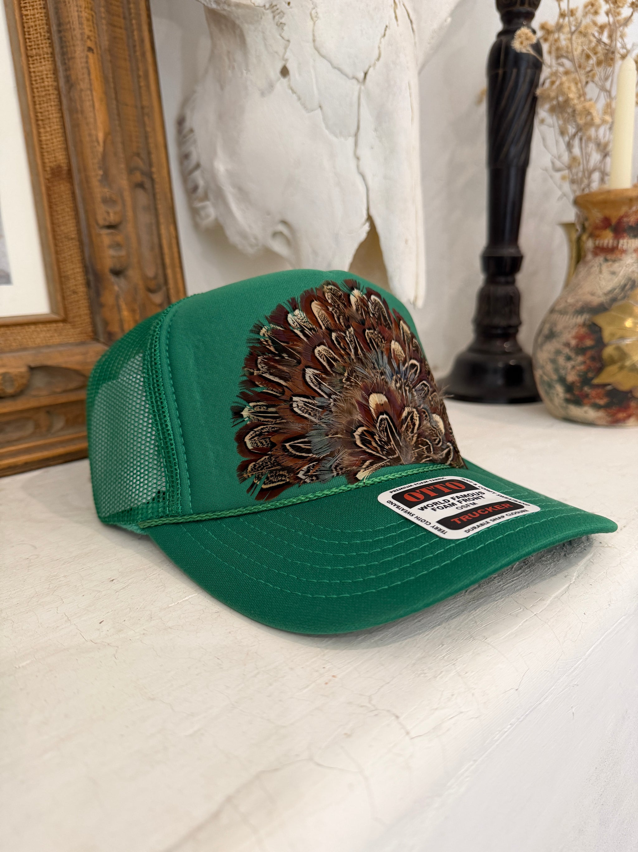 Feather Trucker Hat – Classic Rock Couture