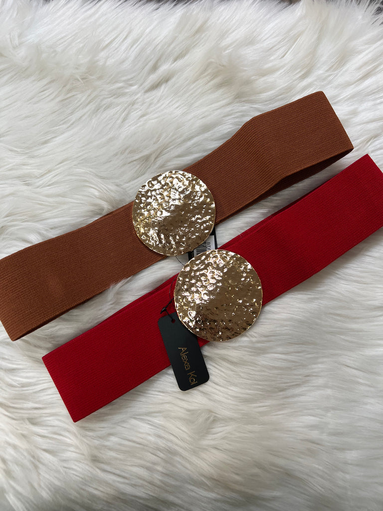 Hammered Gold Circle Stretch Belt