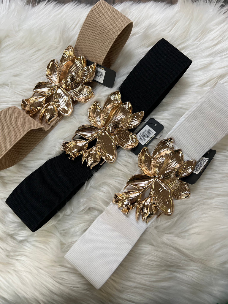 Flower Buckle Stretch Belt