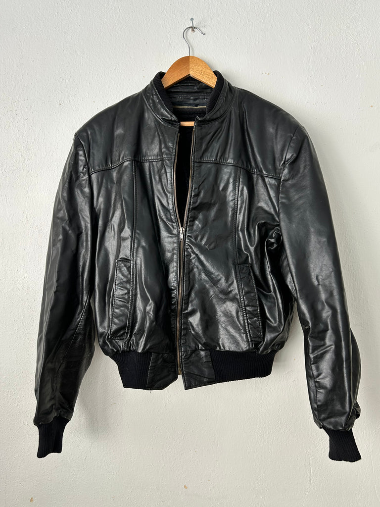 Vintage Leather Bomber Jacket