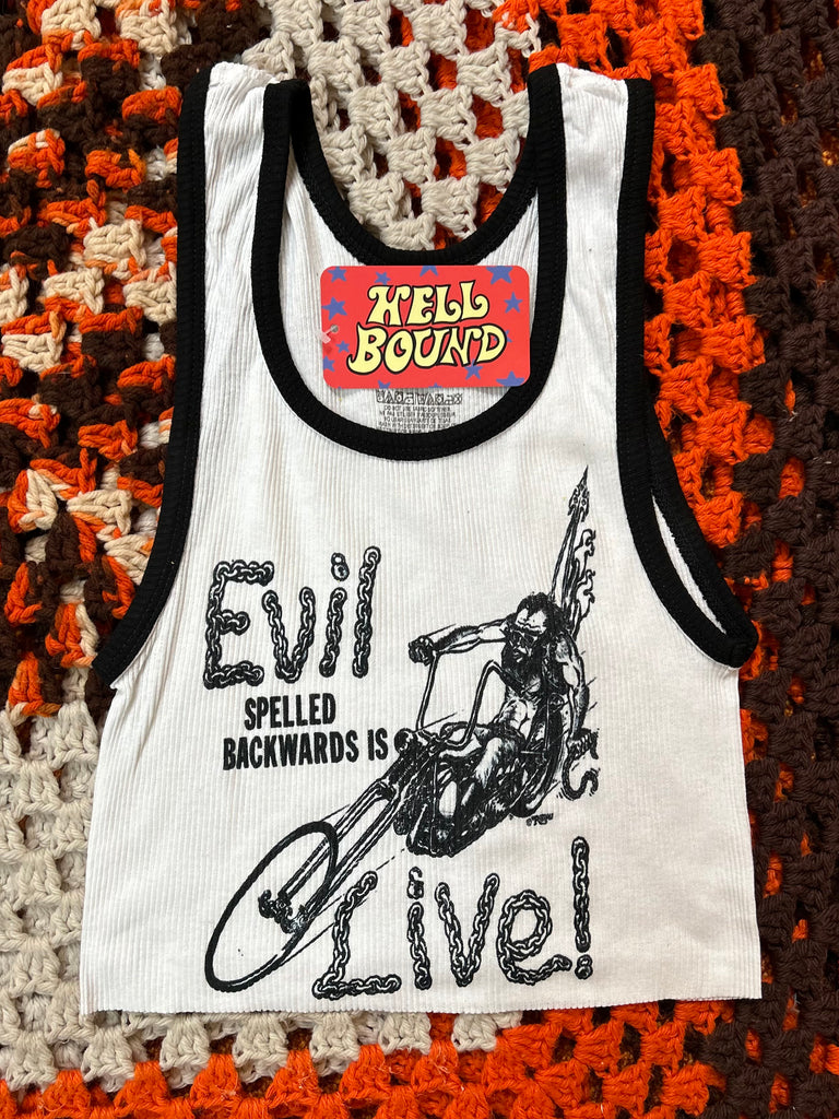 Evil/Live Cropped Ringer Tank