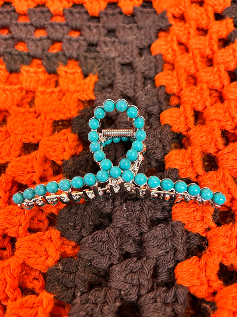 Turquoise Metal Claw Clip