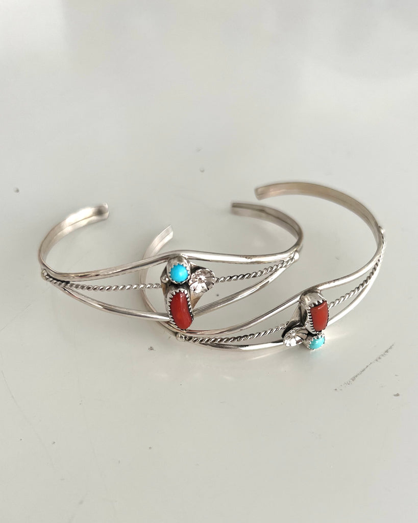Sonoran Flower Turquoise & Coral Cuff