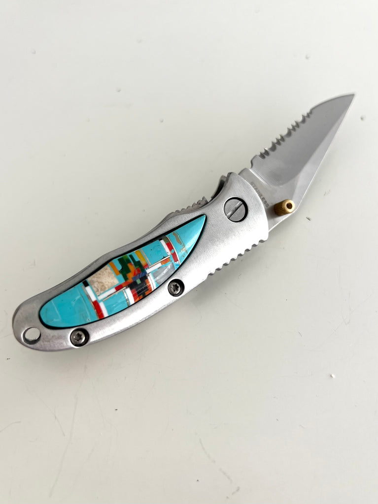 Turquoise Pocket Knife with Clip