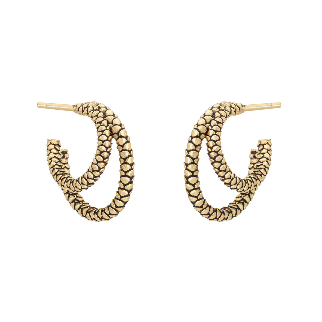 Snakeskin Double Hoops Studs