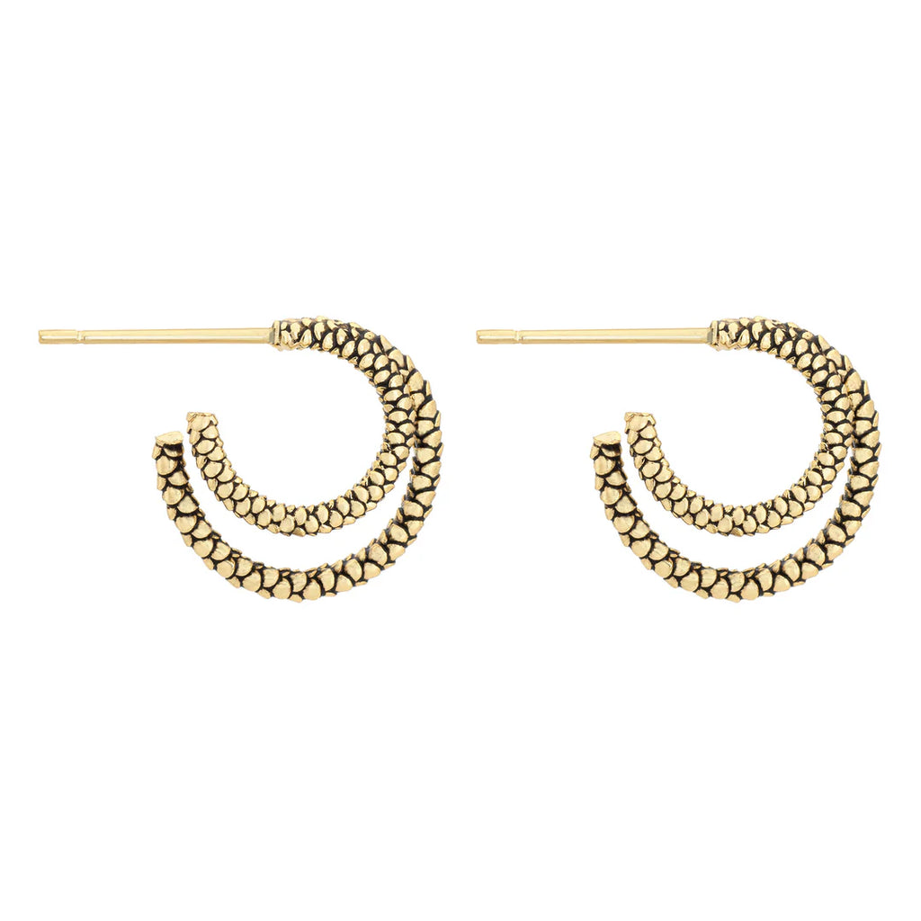 Snakeskin Double Hoops Studs