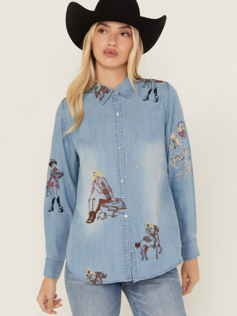 Western Embroidered Tencel Shirt