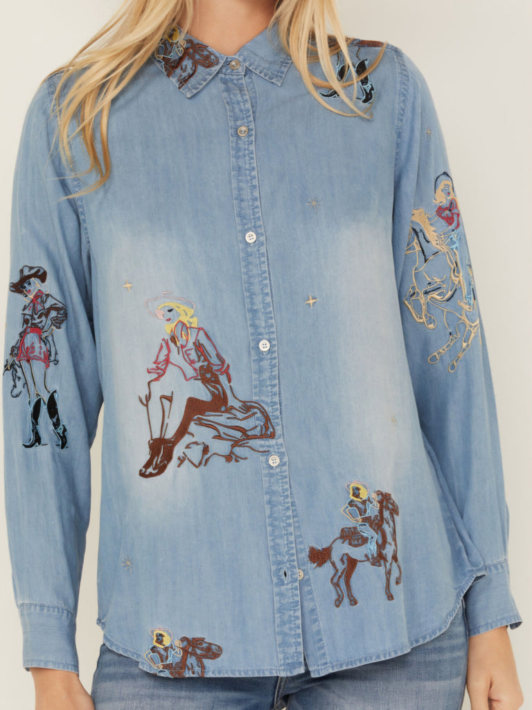 Western Embroidered Tencel Shirt