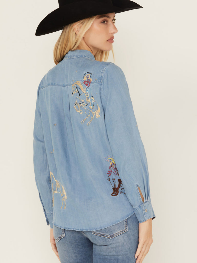 Western Embroidered Tencel Shirt