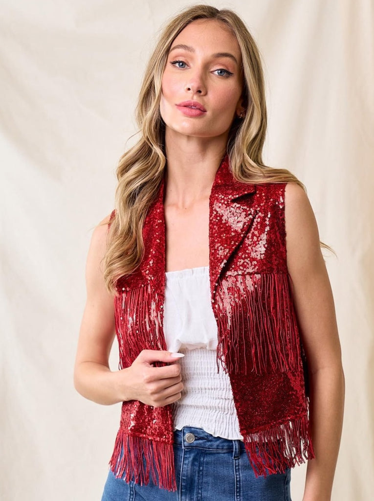 Red Sequin Vest