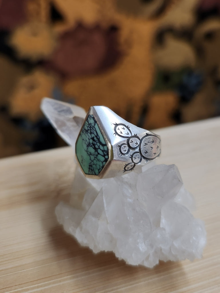 Prickly Pear Emerald Rose Ring