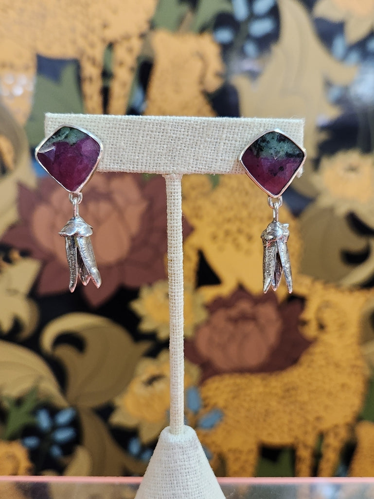 Ocotillo and Ruby in Zoisite Earrings